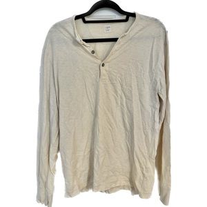 J Crew Men’s Garment-dyed Tan Cotton Henley Size Medium